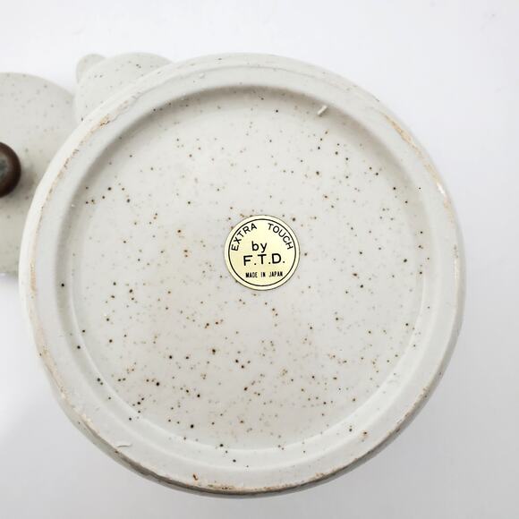 Vtg Tea Kettle Pottery Hand Painted Bamboo “Extra Touch FTD USA” Woven Handle - Picture 11 of 16